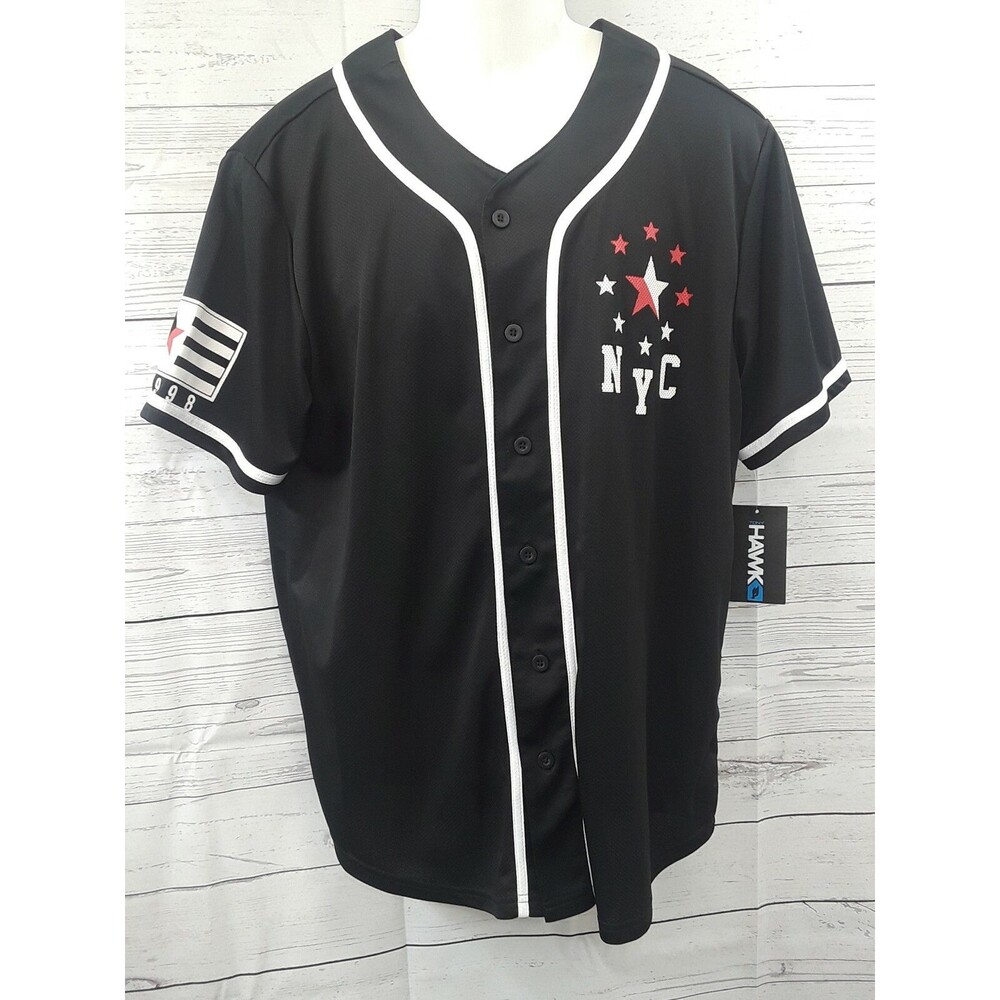 Vtg 90's Tony Hawk NYC Startert BB Baseball Jersey Black White Red XL $36.00 NWT